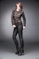 woman in Alice apocalyptic top with see through layers and black jeans Ministry of Style gothic collection